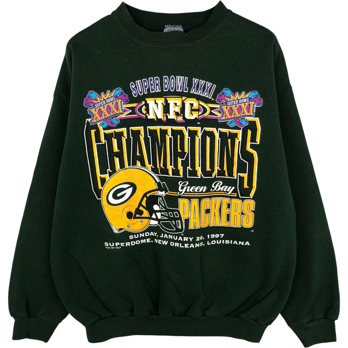 古着 90'S ロゴセブン LOGO7 NFL GREEN BAY PACKERS グリーンベイパッカーズ プリントスウェットシャツ トレーナー メンズL相当 ヴィンテージ /eaa615518 【中古】 【260223】 グリーン系 春夏秋冬