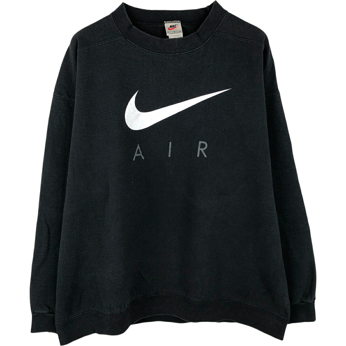 古着 90'S ナイキ NIKE AIR ロゴスウェットシャツ トレーナー USA製 メンズXL相当 ヴィンテージ /eaa615577 【中古】 【260222】 ブラック系 春夏秋冬
