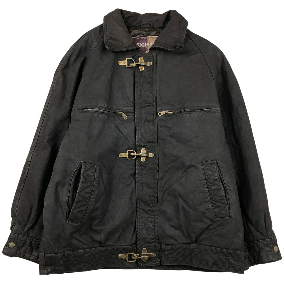 古着 SKIPPER 中綿入り レザーブルゾン ファイヤーマンジャケット メンズL相当 /eaa615905 【中古】 【260223】 ブラウン系 春秋冬