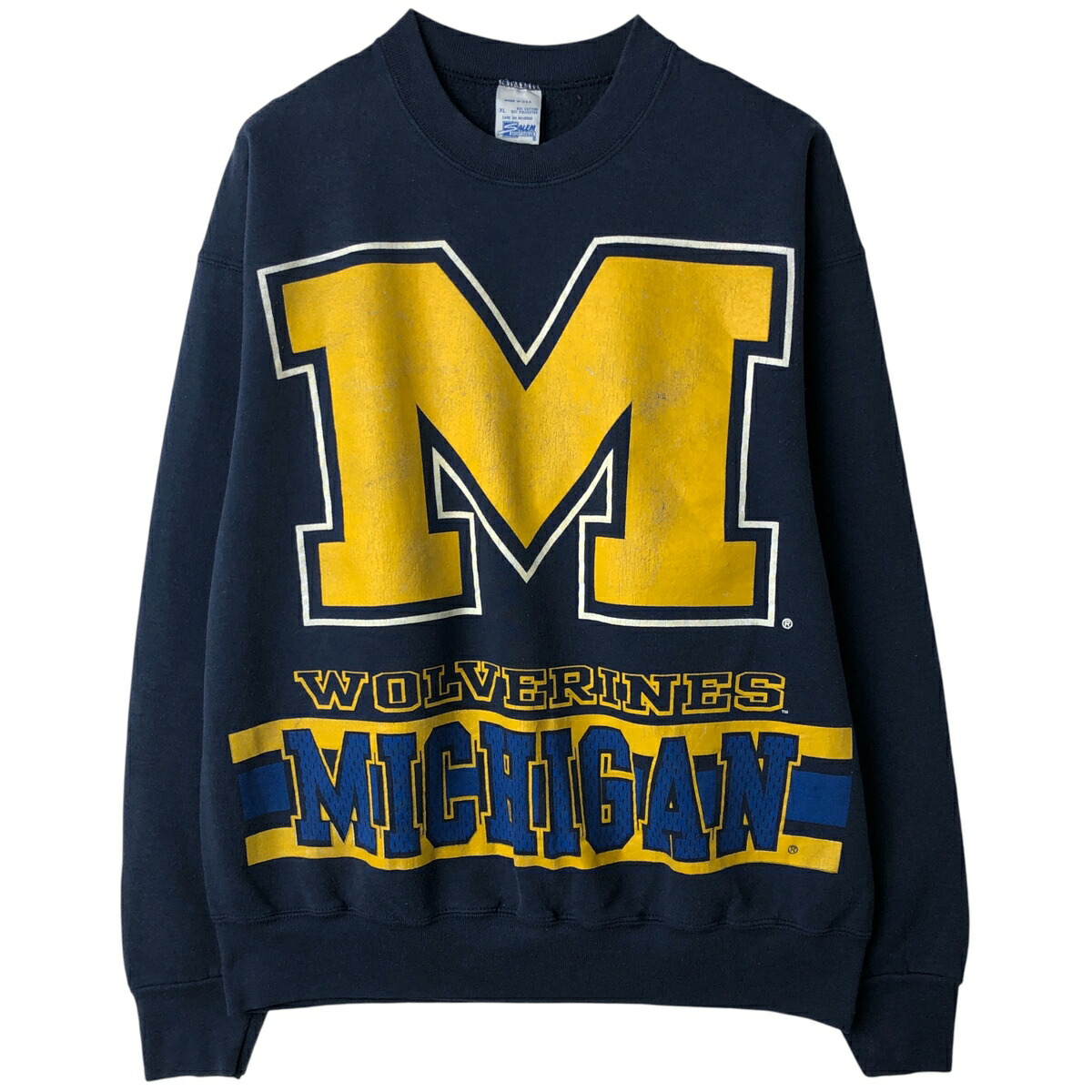 古着 90'S SALEM sportswear MICHIGAN ミシガン大学 カレッジスウェットシャツ トレーナー USA製 メンズXL相当 ヴィンテージ /eaa616079 【中古】 【260225】 ネイビー系 春夏秋冬