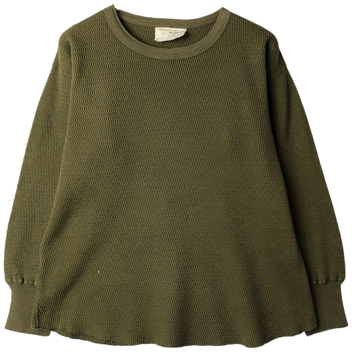古着 UNDERWEAR MILLS INC. サーマルロンT ハニカム メンズL相当 /eaa616157 【中古】 【260227】 カーキ系 春夏秋