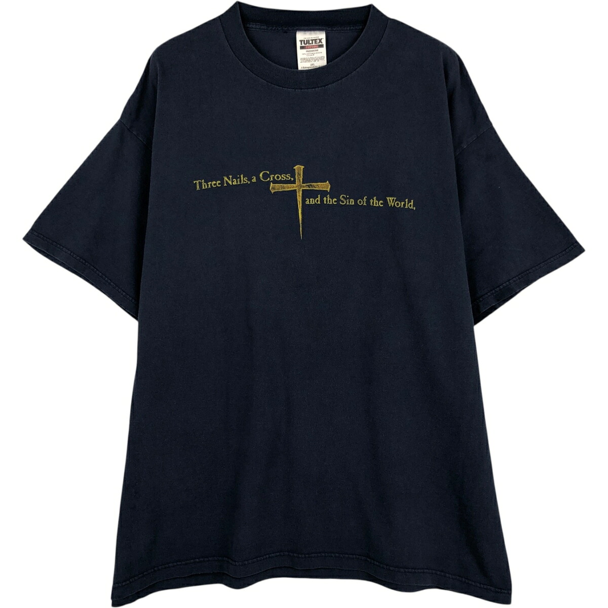 古着 90'S タルテックス TULTEX JESUS CHRIST イエスキリスト メッセージプリントTシャツ メンズXXL相当 ヴィンテージ /eaa616510 【中古】 【260302】 ネイビー系 春夏秋