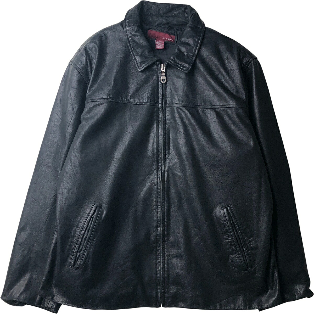 古着 MERONA スイングトップタイプ レザーブルゾン メンズXL相当 /eaa616811 【中古】 【260223】 ブラック系 春秋冬