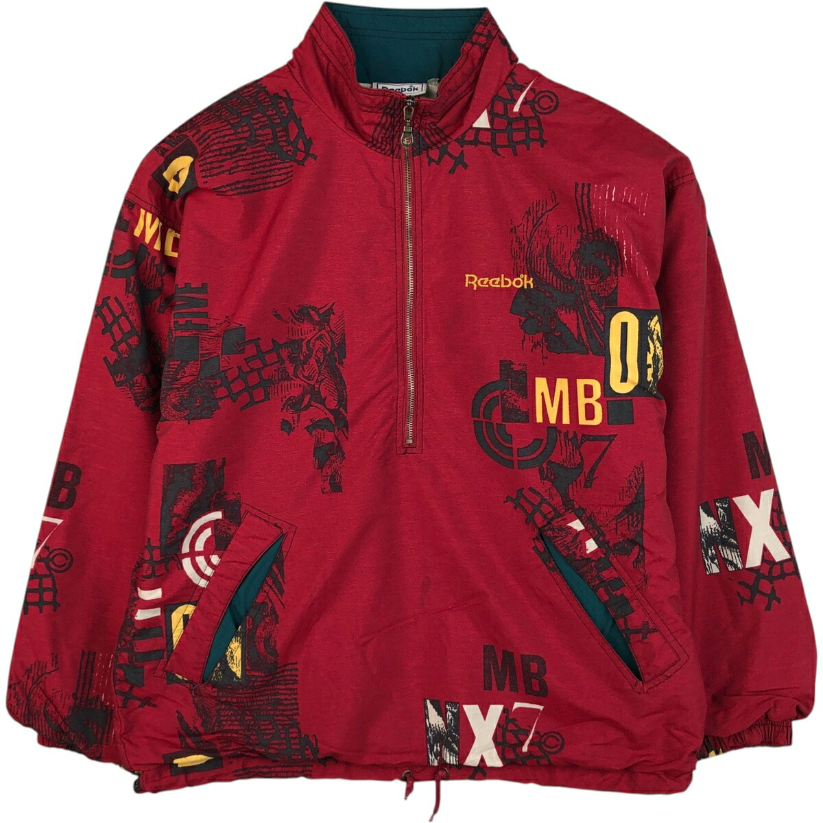 古着 リーボック Reebok ハーフジップ 総柄 ウォームアッププルオーバー メンズXL相当 /eaa617891 【中古】 【260303】|古着屋JAM