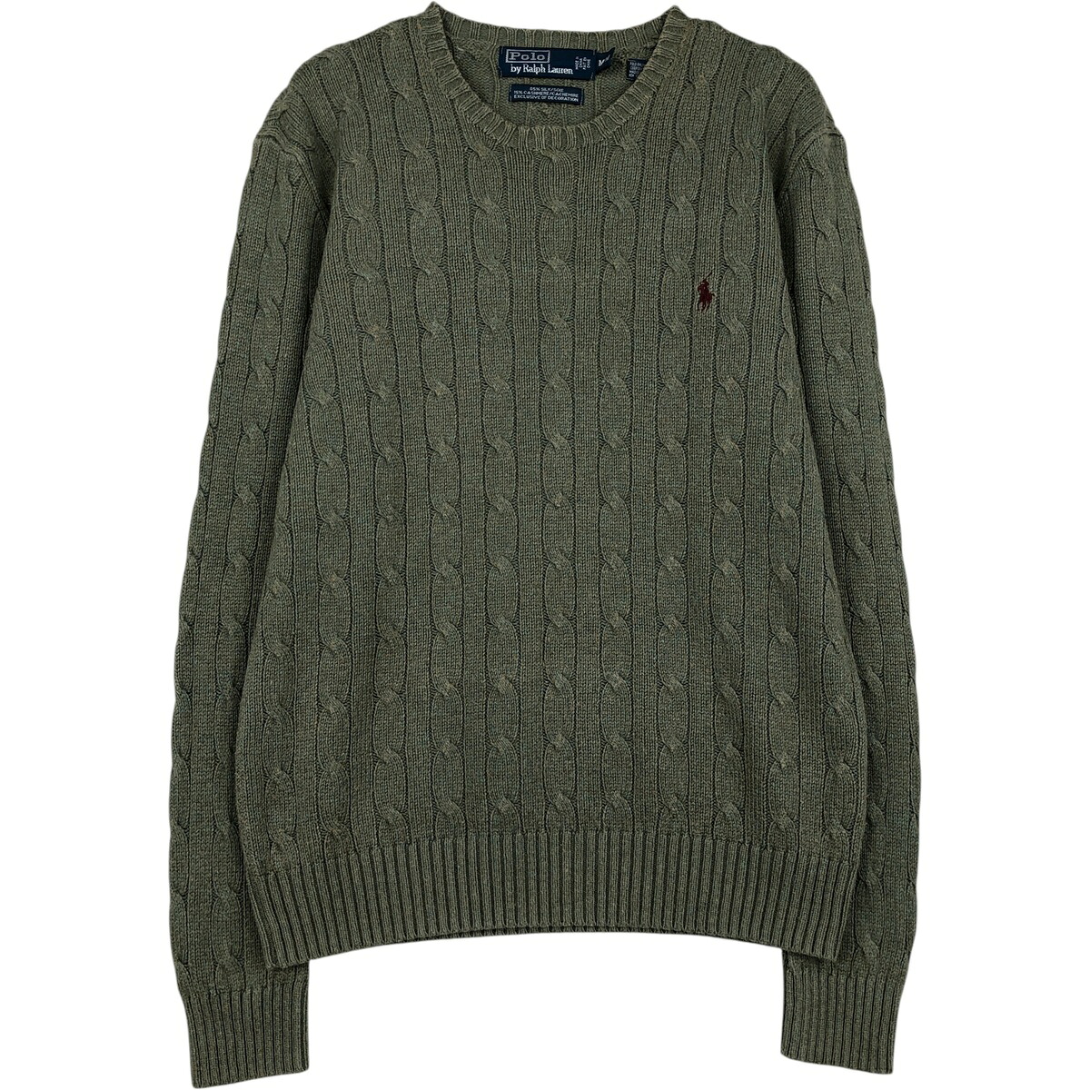 古着 ラルフローレン Ralph Lauren POLO by Ralph Lauren ケーブル編み シルクニットセーター メンズM相当 ケーブル編み /eaa617973 【中古】 【260302】 グリーン系 秋冬