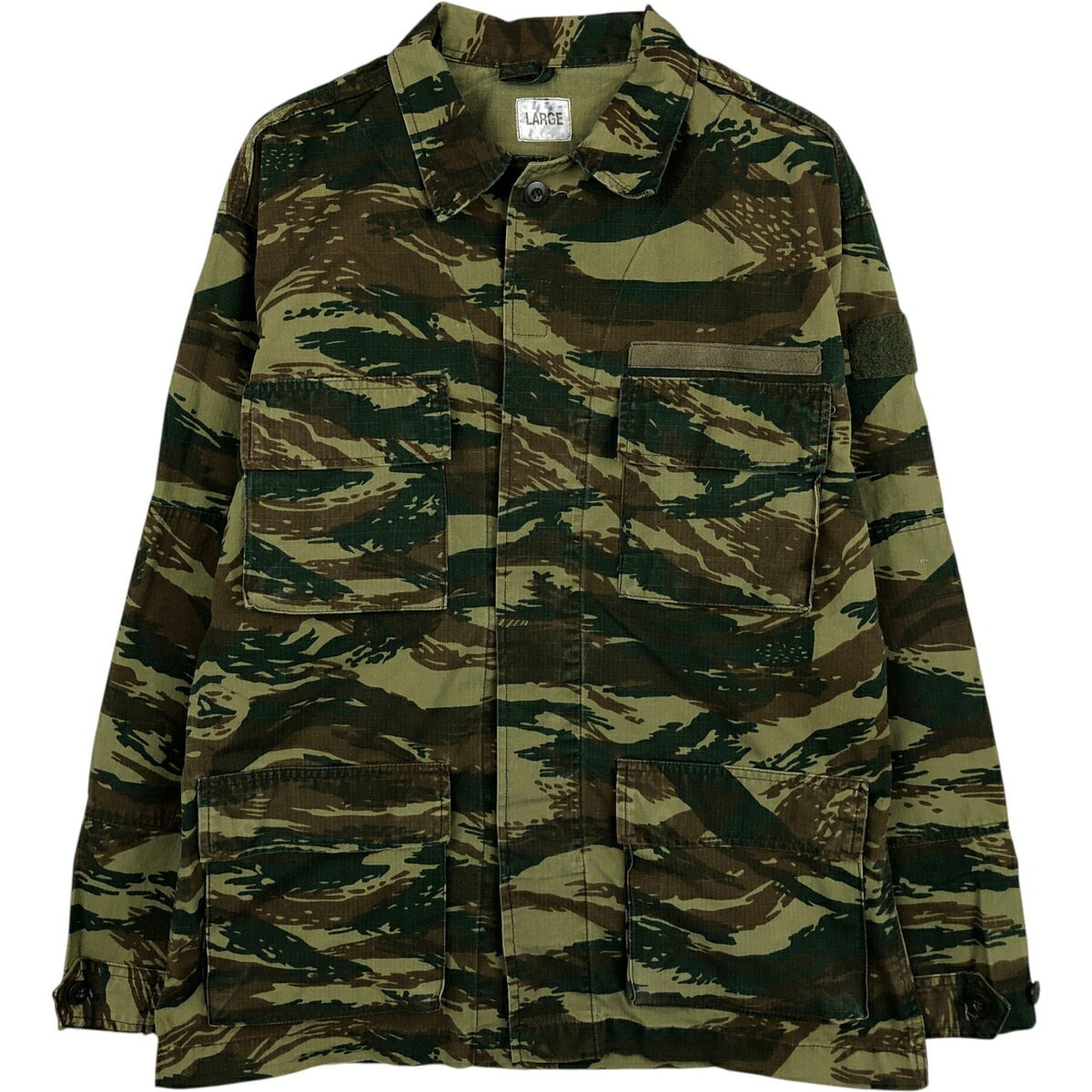 古着 ギリシャ軍 迷彩柄 リザードカモ リップストップ ミリタリージャケット LARGE メンズL相当 /eaa618265 【中古】 【260307】 カーキ系 春秋冬