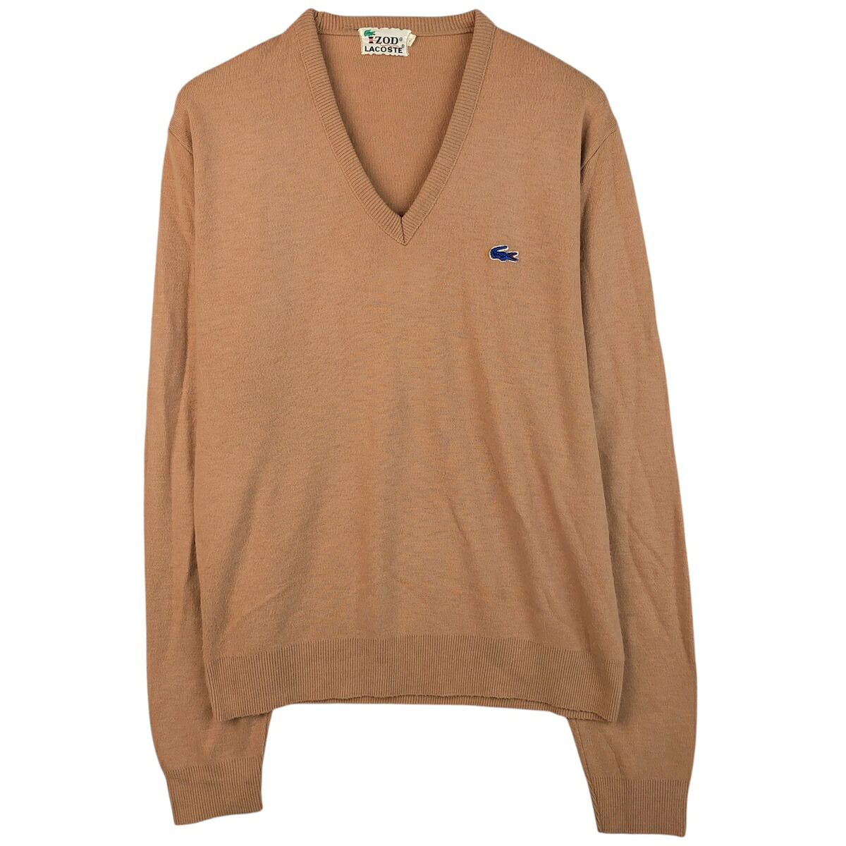 古着 70'S ラコステ LACOSTE IZOD Vネック アクリルニットセーター メンズL相当 ヴィンテージ /eaa619013 【中古】 【260306】 ベージュ系 秋冬
