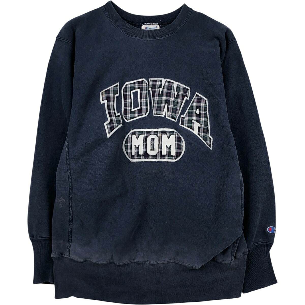 古着 80'S チャンピオン Champion REVERSE WEAVE リバースウィーブ トリコタグ IOWA アイオワ大学 チェック柄 カレッジスウェットシャツ トレーナー USA製 メンズL相当 ヴィンテージ /eaa619199 【中古】 【260419】｜古着屋JAM