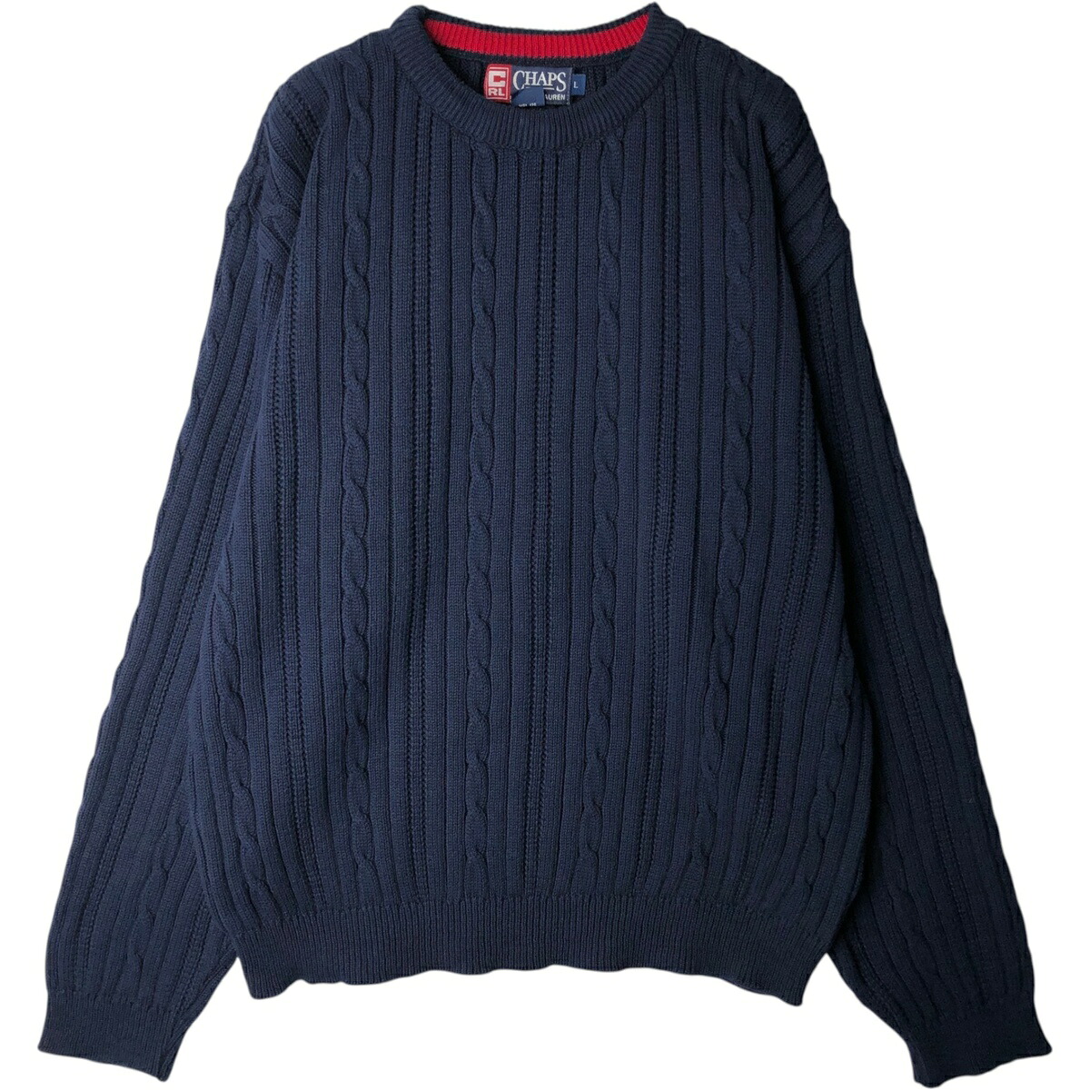 古着 90'S ラルフローレン Ralph Lauren CHAPS チャップス ケーブル編み コットンニットセーター USA製 メンズL相当 ヴィンテージ /eaa619614 【中古】 【260320】|古着屋JAM