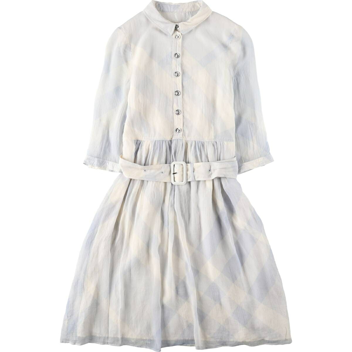 古着 バーバリー Burberry's BURBERRY LONDON チェック柄 ハーフ丈 七分袖 フレア ワンピース イタリア製 レディースM相当 /eaa620108 【中古】 【260413】 【Elulu/エルル】