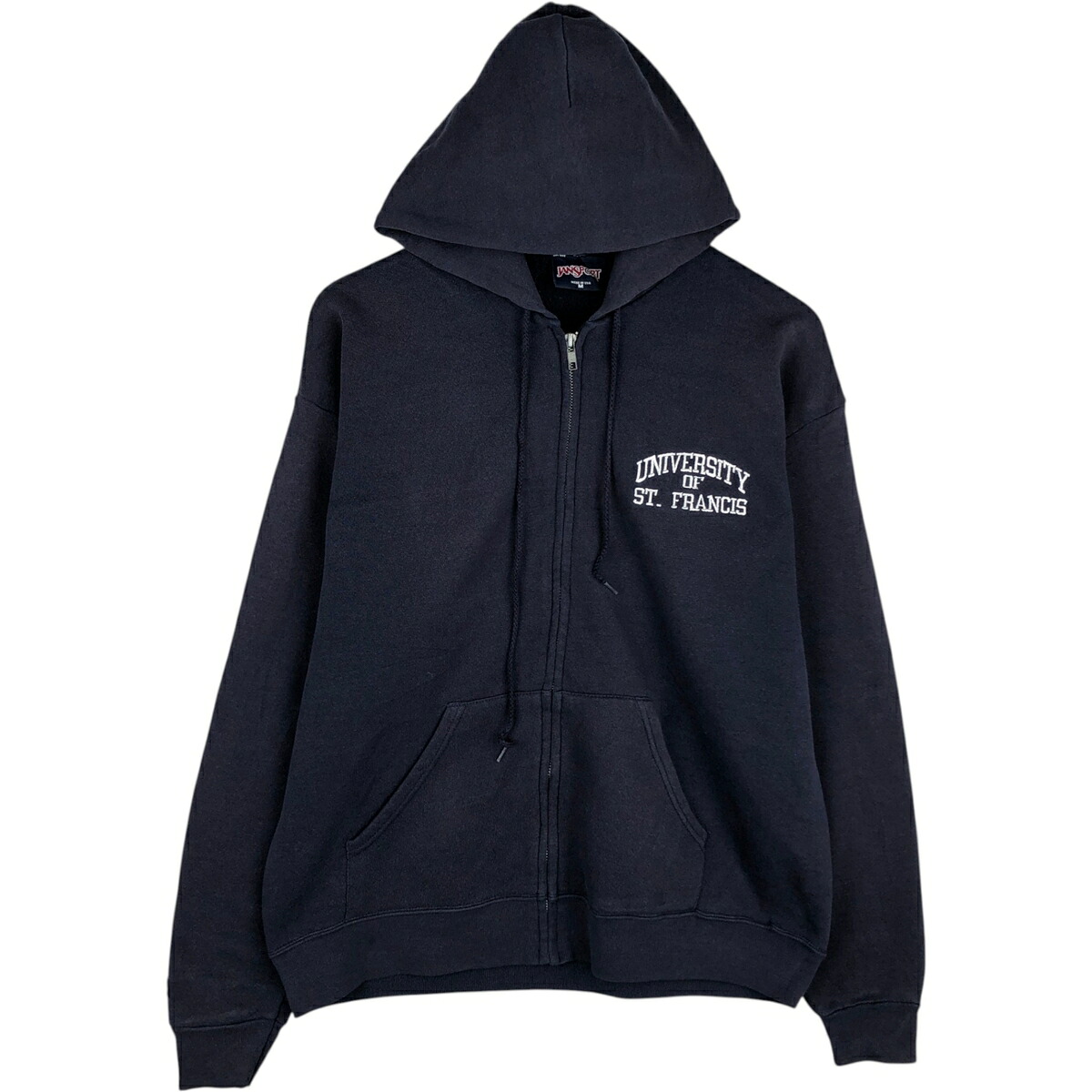 古着 90'S ジャンスポーツ JANSPORT カレッジ スウェットフルジップパーカー USA製 メンズM相当 ヴィンテージ /eaa621115 【中古】 【260317】 【ADEL/アデル】 ネイビー系 春夏秋冬