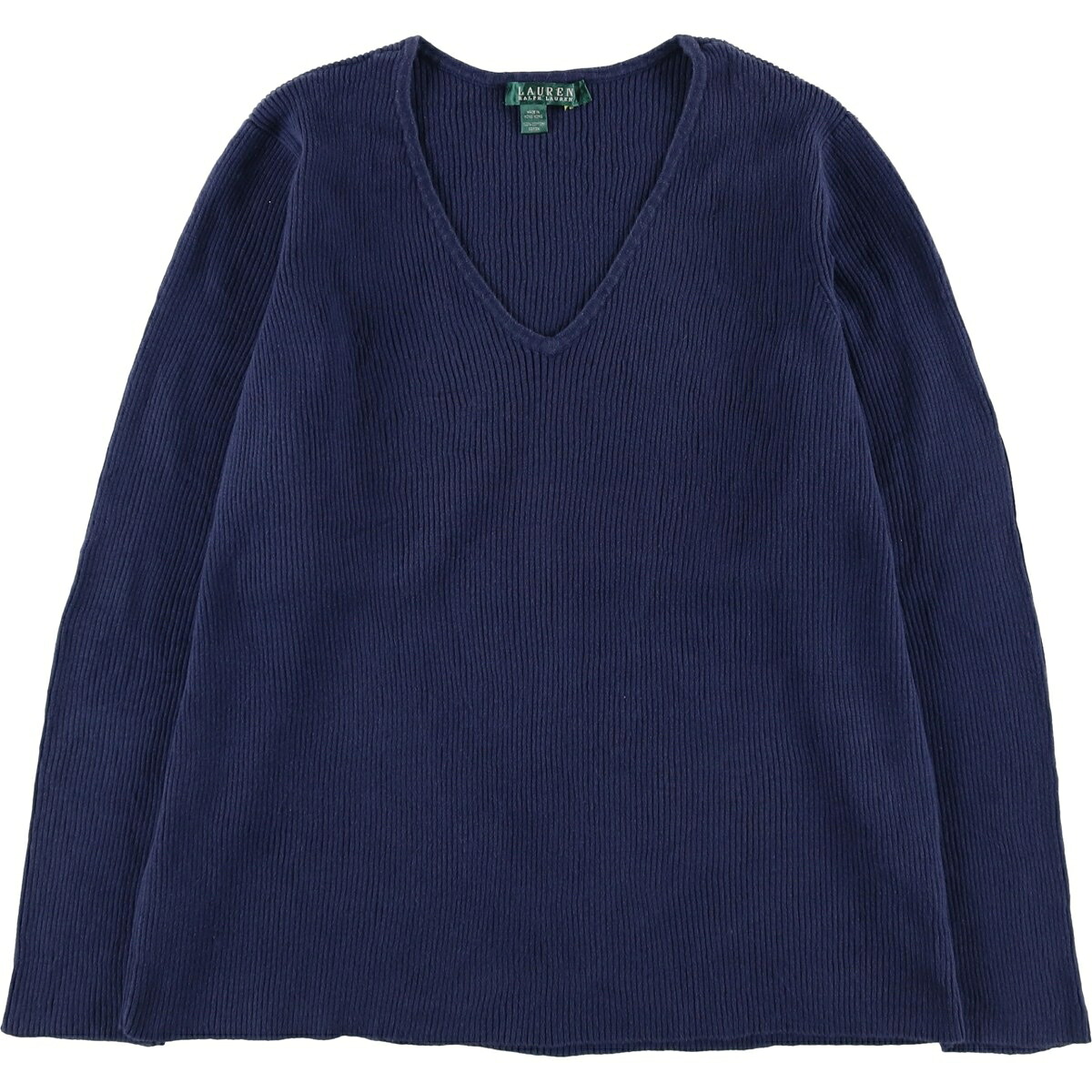 古着 ラルフローレン Ralph Lauren LAUREN ローレン リブ編み Vネック コットンニットセーター レディースS相当 /eaa621743 【中古】 【260317】 【ADEL/アデル】｜古着屋JAM