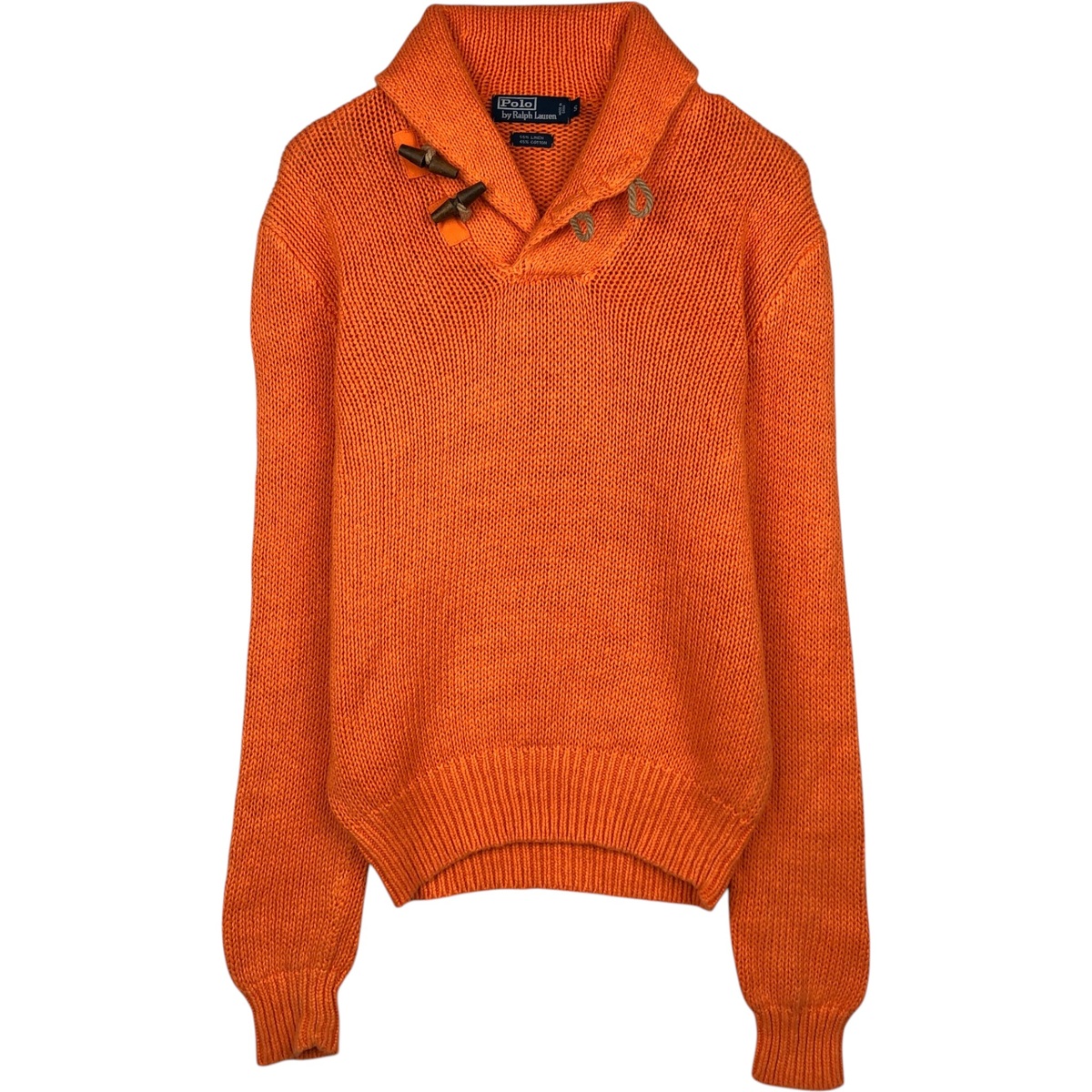 古着 ラルフローレン Ralph Lauren POLO by Ralph Lauren ショールカラー リネン×コットンニットハーフボタンセーター メンズS相当 /eaa621745 【中古】 【260317】 【ADEL/アデル】 オレンジ系 秋冬