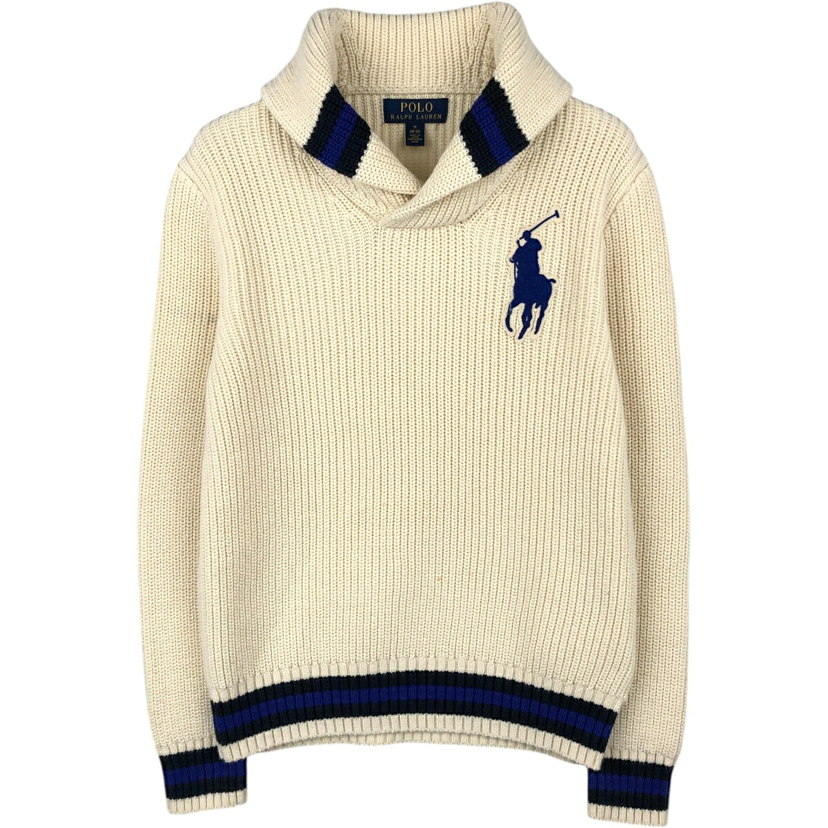 古着 ラルフローレン Ralph Lauren POLO RALPH LAUREN ビッグポニー ショールカラー コットンニットセーター レディースS相当 /eaa622186 【中古】 【260531】 【ADEL/アデル】｜古着屋JAM