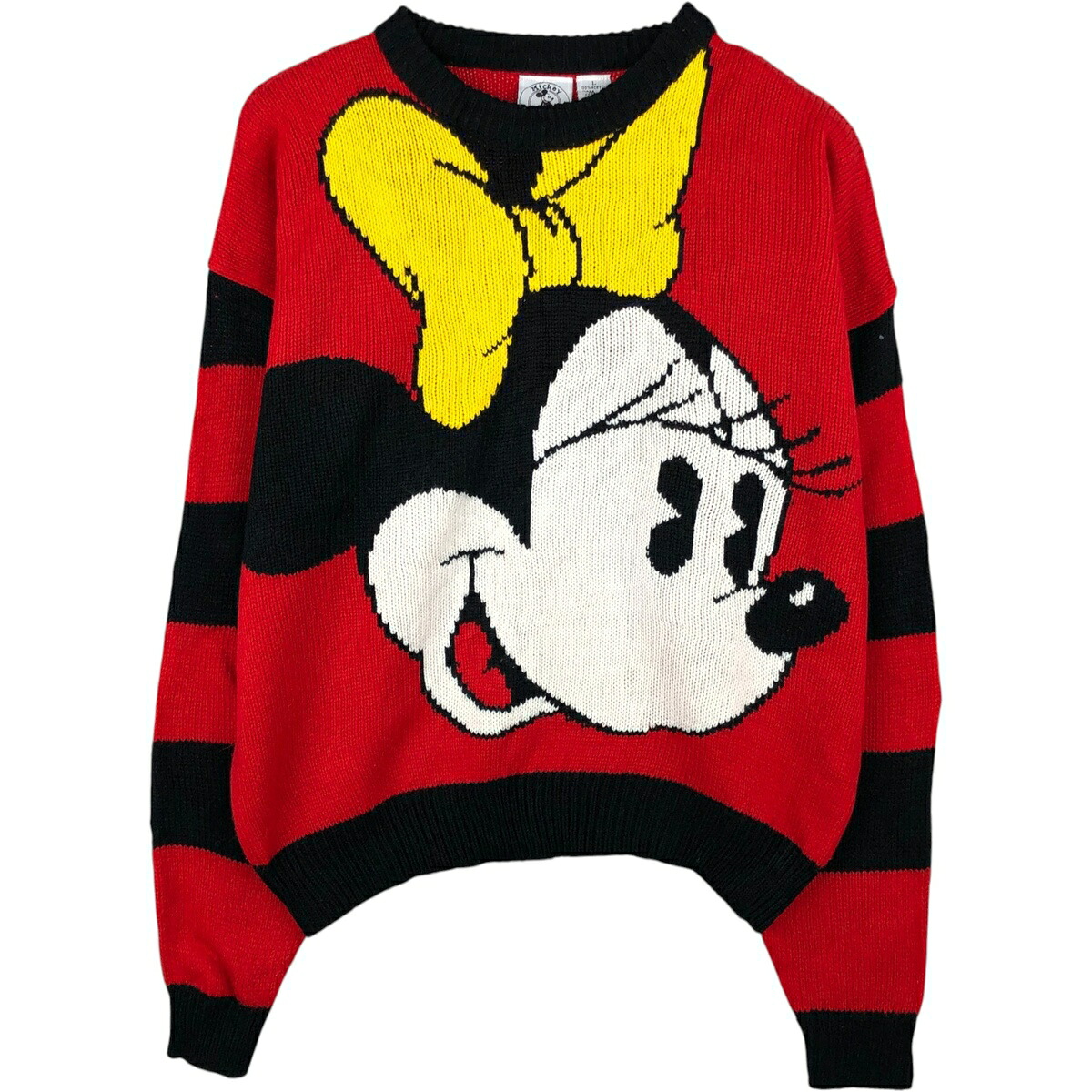 古着 80~90'S Mickey&Co. MINNIE MOUSE ミニーマウス ボーダー柄 総柄 アクリルニットセーター レディースL相当 ヴィンテージ /eaa622187 【中古】 【260531】 【Elulu/エルル】｜古着屋JAM