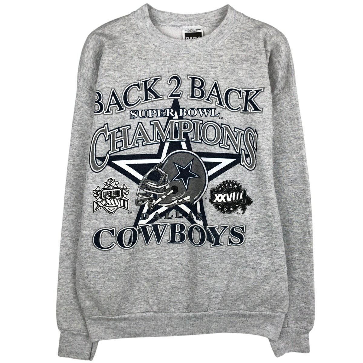 古着 90'S タルテックス TULTEX NFL DALLAS COWBOYS ダラスカウボーイズ SUPER BOWL スーパーボウル プリントスウェットシャツ トレーナー メンズXL相当 ヴィンテージ /eaa624134 【中古】 【260307】 グレー系 春夏秋冬