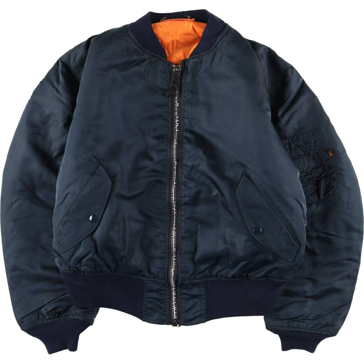 古着 90'S 民間品 アルファ ALPHA MA-1タイプ 中綿入り ミリタリー フライトジャケット USA製 メンズL相当 ヴィンテージ /eaa624449 【中古】 【260309】 ネイビー系 春秋冬