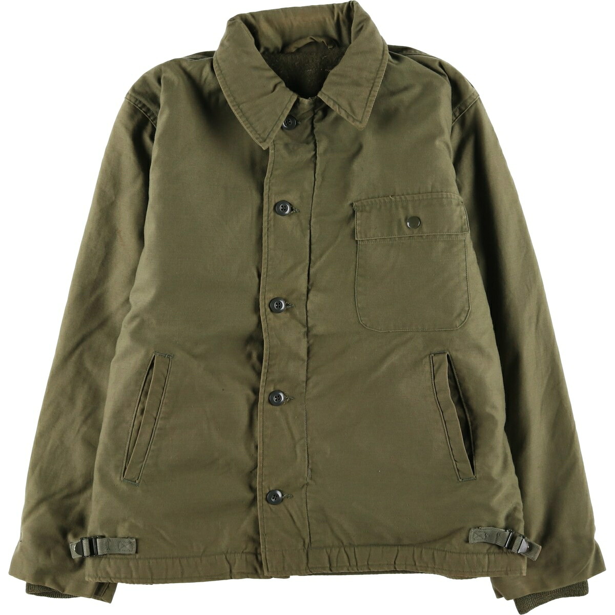 古着 訳あり特価 70'S 米軍実品 A-2 ミリタリー デッキジャケット USA製 MEDIUM(38-40) メンズM相当 ヴィンテージ /eaa624588 【中古】 【260315】 カーキ系 春秋冬