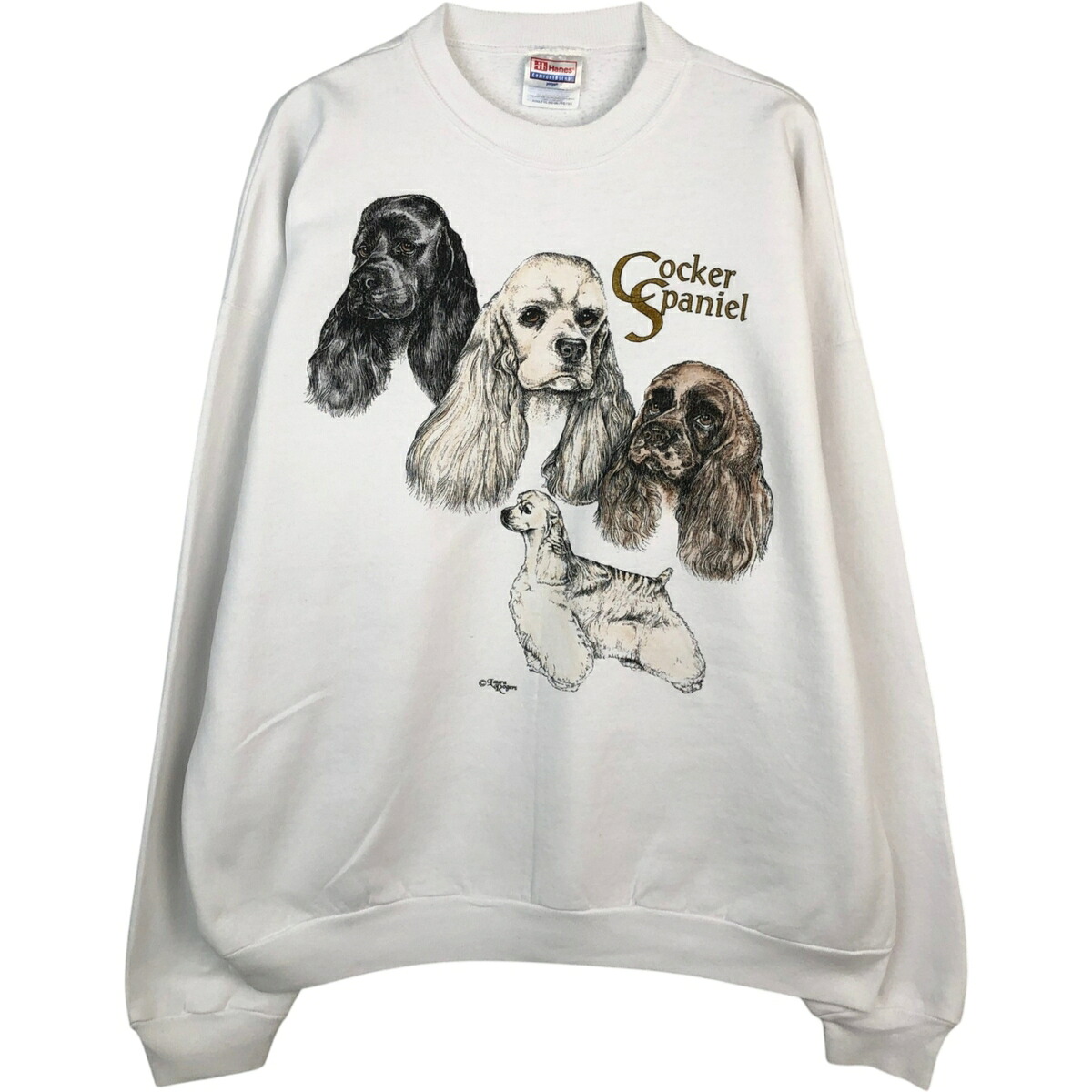 古着 90'S ヘインズ Hanes COMFORTBLEND 犬柄 アニマル スウェットシャツ トレーナー メンズXL相当 ヴィンテージ /eaa624627 【中古】 【260309】 ホワイト系 春夏秋冬