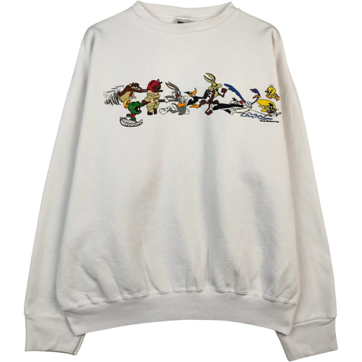 古着 90'S タルテックス TULTEX LOONEY TUNES ルーニーテューンズ キャラクタースウェットシャツ トレーナー USA製 メンズXL相当 ヴィンテージ /eaa624642 【中古】 【260312】 ホワイト系 春夏秋冬
