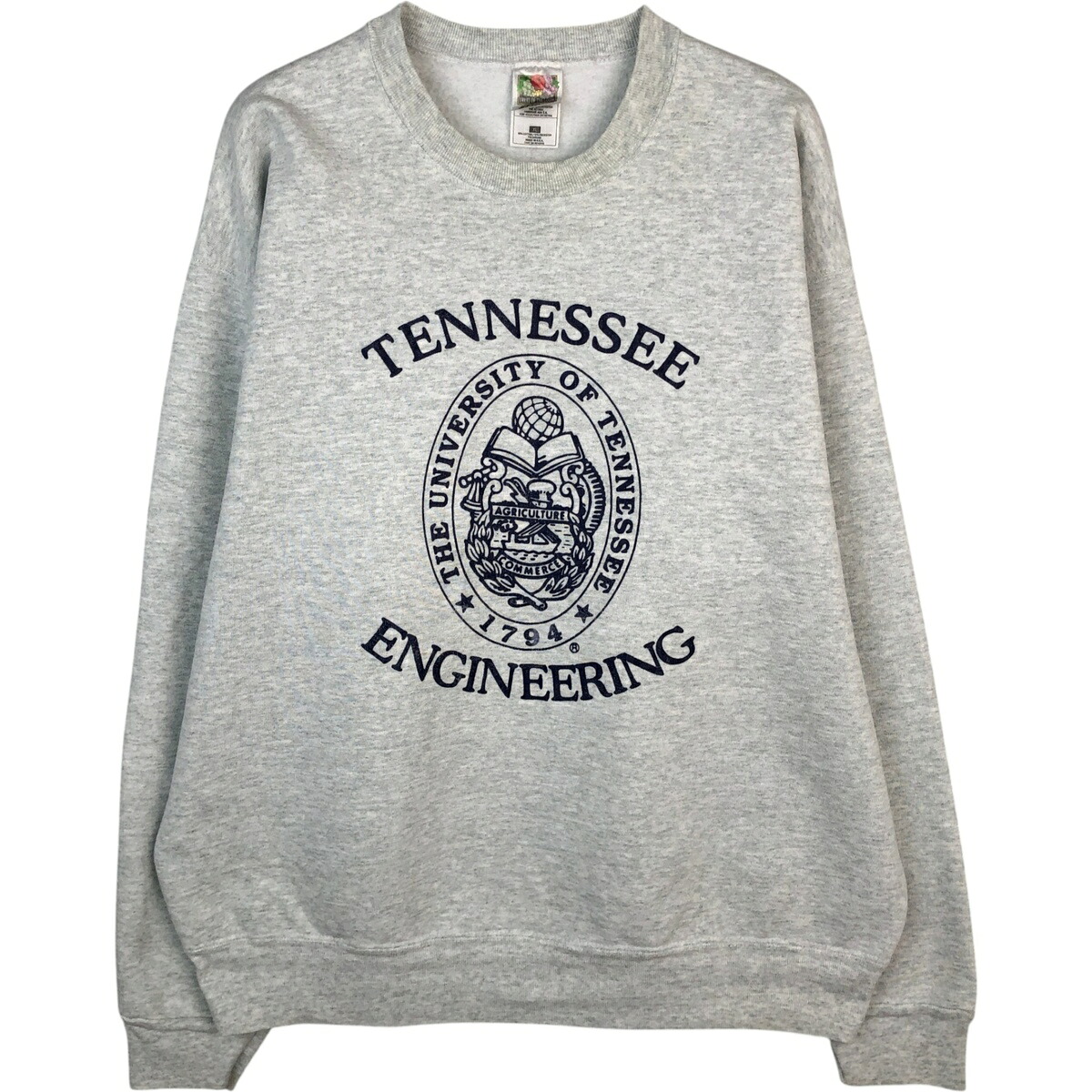 古着 90'S フルーツオブザルーム FRUIT OF THE LOOM THE UNIVERSITY OF TENNESSEE テネシー大学 3連プリント カレッジスウェットシャツ トレーナー USA製 メンズXL相当 ヴィンテージ /eaa624650 【中古】 【260309】 グレー系 春夏秋冬|古着屋JAM