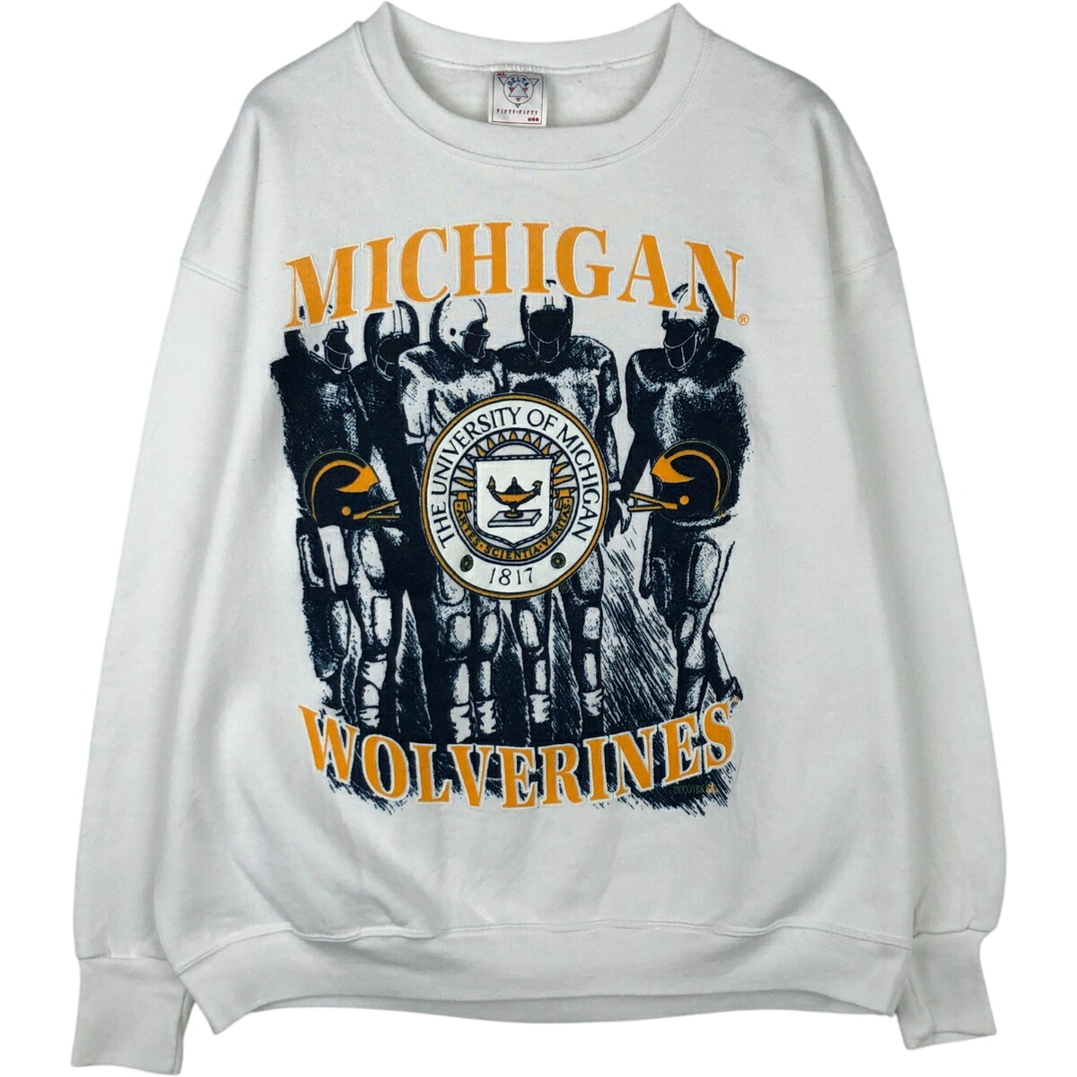 古着 90'S デルタ DELTA FIFTY-FIFTY MICHIGAN ミシガン大学 カレッジスウェットシャツ トレーナー USA製 メンズXL相当 ヴィンテージ /eaa624654 【中古】 【260308】 ホワイト系 春夏秋冬