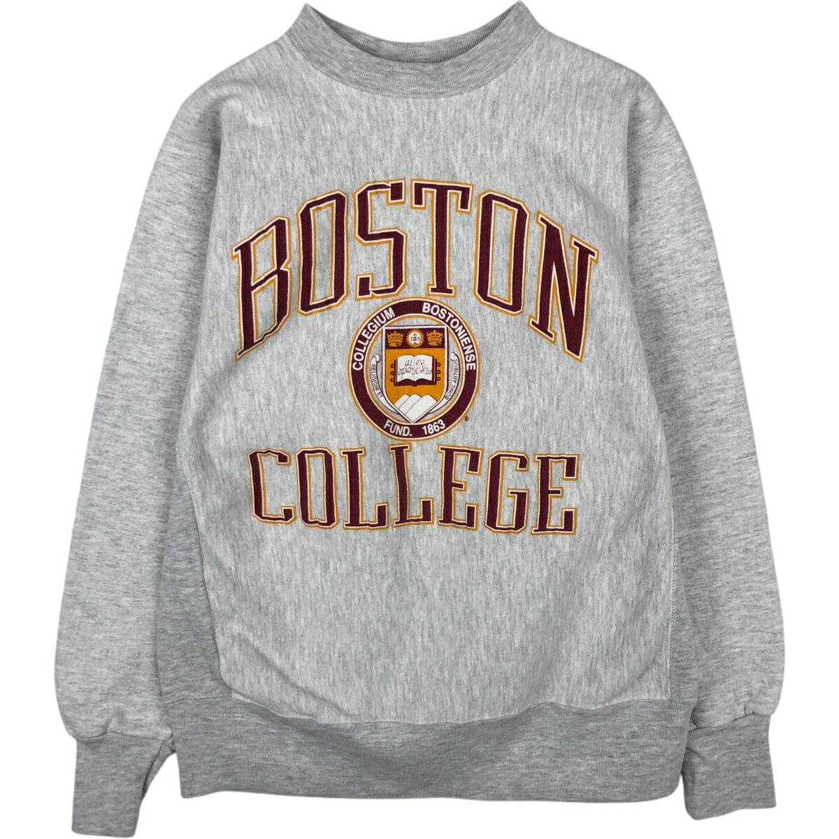古着 90'S Rugged Sweats BOSTON ボストン大学 3連プリント カレッジスウェットシャツ トレーナー USA製 メンズL相当 ヴィンテージ /eaa624661 【中古】 【260308】 グレー系 春夏秋冬