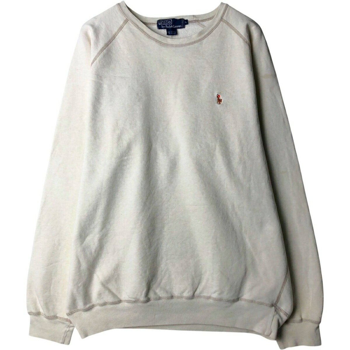 古着 ラルフローレン Ralph Lauren POLO by Ralph Lauren ワンポイントロゴスウェットシャツ トレーナー メンズL相当 /eaa624680 【中古】 【260315】 ホワイト系 春夏秋冬