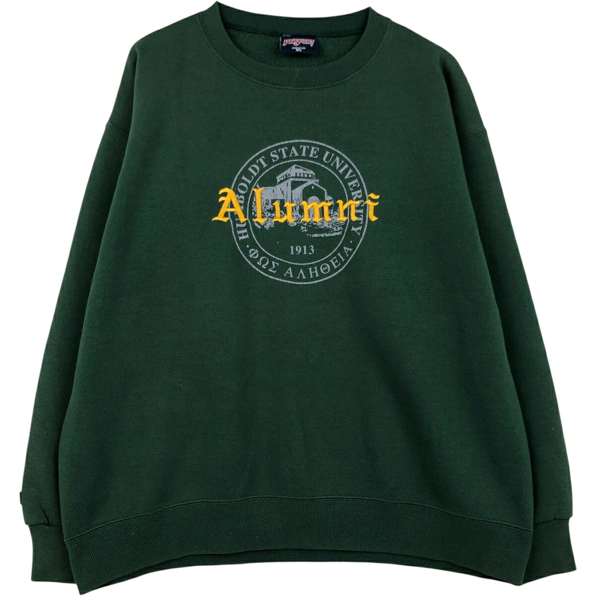 古着 90'S ジャンスポーツ JANSPORT カレッジスウェットシャツ トレーナー USA製 メンズXL相当 ヴィンテージ /eaa624864 【中古】 【260311】 グリーン系 春夏秋冬