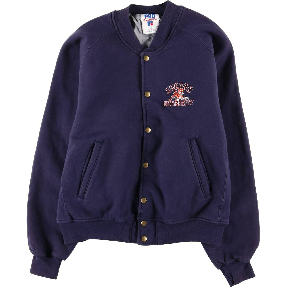 古着 90'S ラッセル Russell PRO COTTON スウェットスタジャン バーシティジャケット USA製 メンズM相当 /eaa625060 【中古】 【260313】 ネイビー系 春秋冬