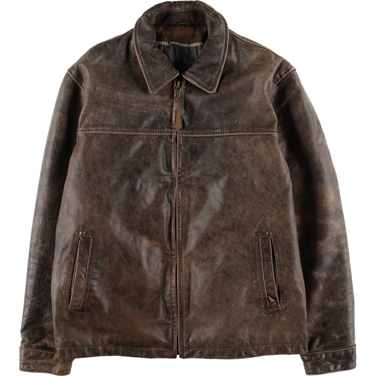 古着 STS RANCHWEAR スイングトップタイプ 中綿入り レザーブルゾン メンズL相当 /eaa625097 【中古】 【260313】 ブラウン系 春秋冬