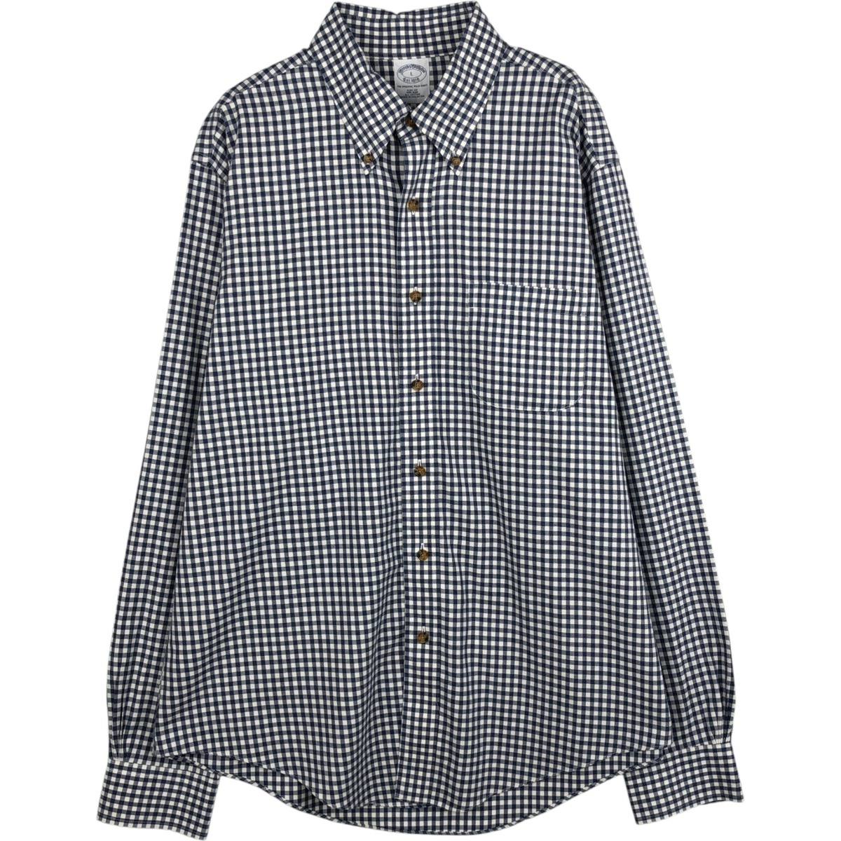 古着 ブルックスブラザーズ Brooks Brothers Est.1818 ギンガムチェック 長袖 ボタンダウンチェックシャツ メンズL相当 /eaa625159 【中古】 【260314】 ネイビー系 春夏秋冬