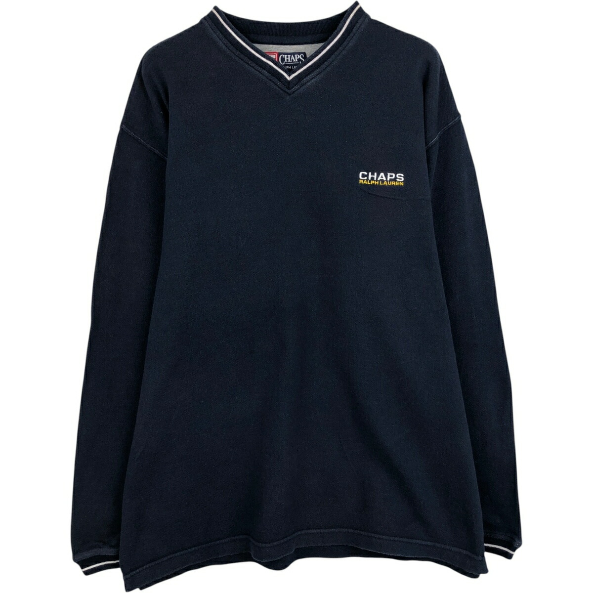 古着 90'S ラルフローレン Ralph Lauren CHAPS チャップス Vネック ロングTシャツ ロンT メンズXXL相当 ヴィンテージ /eaa625361 【中古】 【260316】 ネイビー系 春夏秋