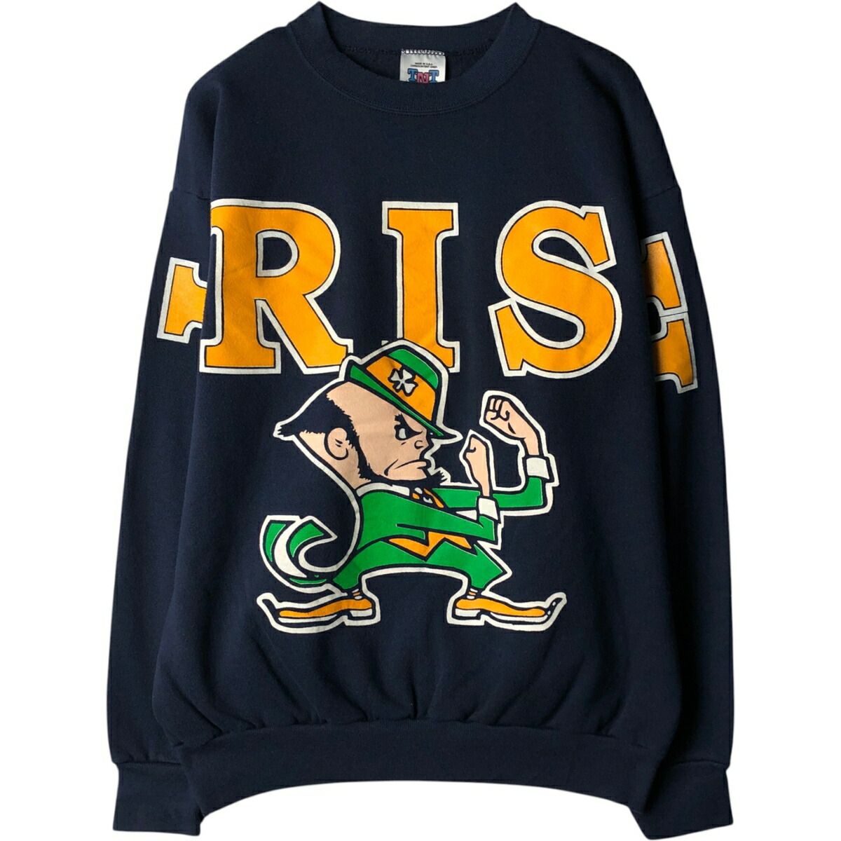 古着 TRAU&LOEVNER TNT FIGHTIN' IRISH ノートルダム大学 ファイティングアイリッシュ カレッジ キャラクタースウェットシャツ トレーナー USA製 メンズXL相当 /eaa625682 【中古】 【260319】 ネイビー系 春夏秋冬