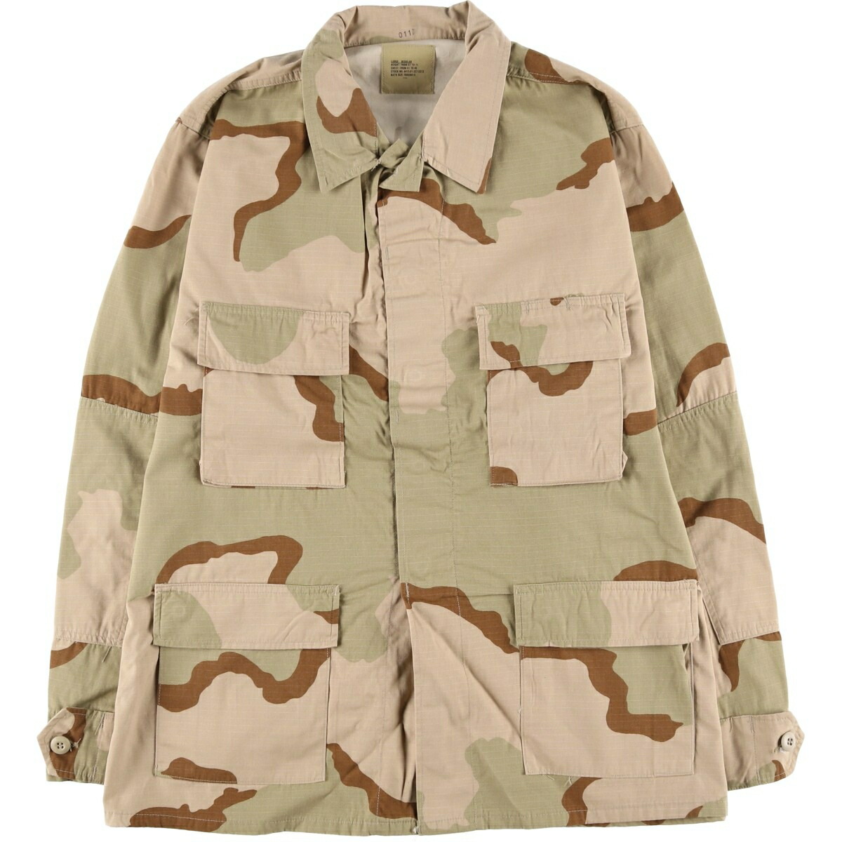 古着 90'S 米軍実品 迷彩柄 3C デザートカモ リップストップ B.D.U ミリタリージャケット USA製 LARGE-REGULAR メンズL相当 /eaa625800 【中古】 【260315】 ベージュ系 春秋冬