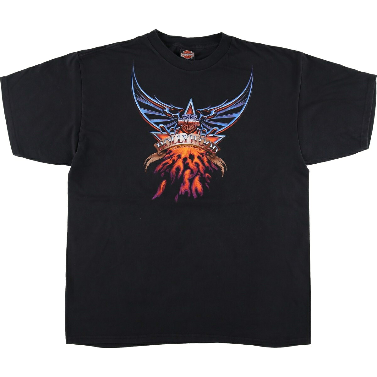 古着 ハーレーダビッドソン Harley-Davidson ファイヤーパターン トライバル モーターサイクル バイクTシャツ USA製 メンズXL相当 /eaa625897 【中古】 【260315】 ブラック系 春夏秋