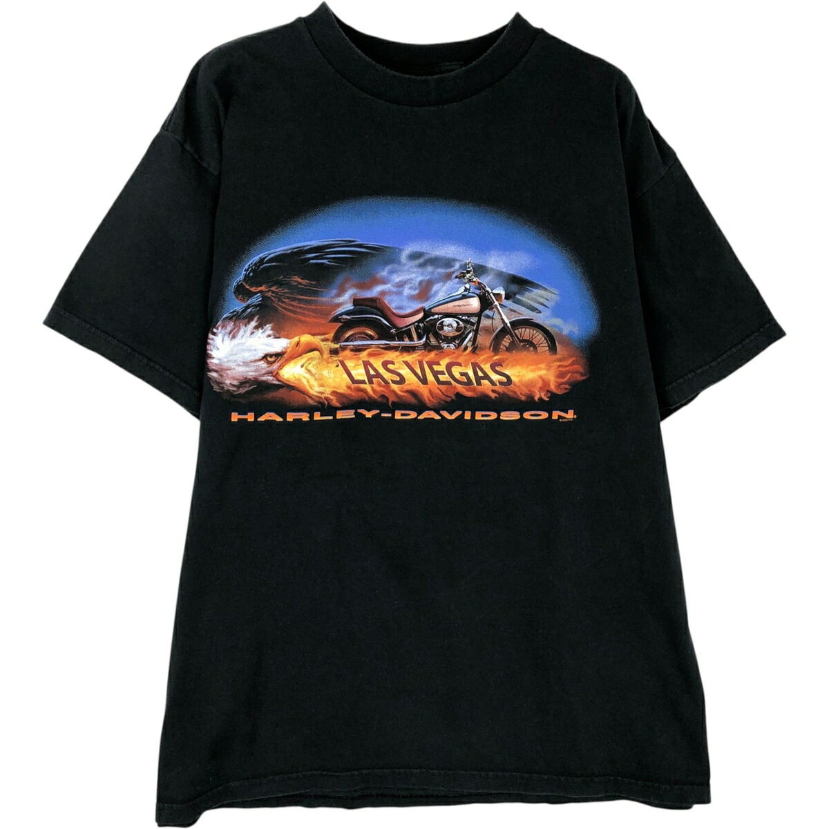 古着 ハーレーダビッドソン Harley-Davidson 鷲柄 イーグル柄 ファイヤーパターン モーターサイクル バイクTシャツ USA製 メンズXL相当 /eaa626006 【中古】 【260315】｜古着屋JAM