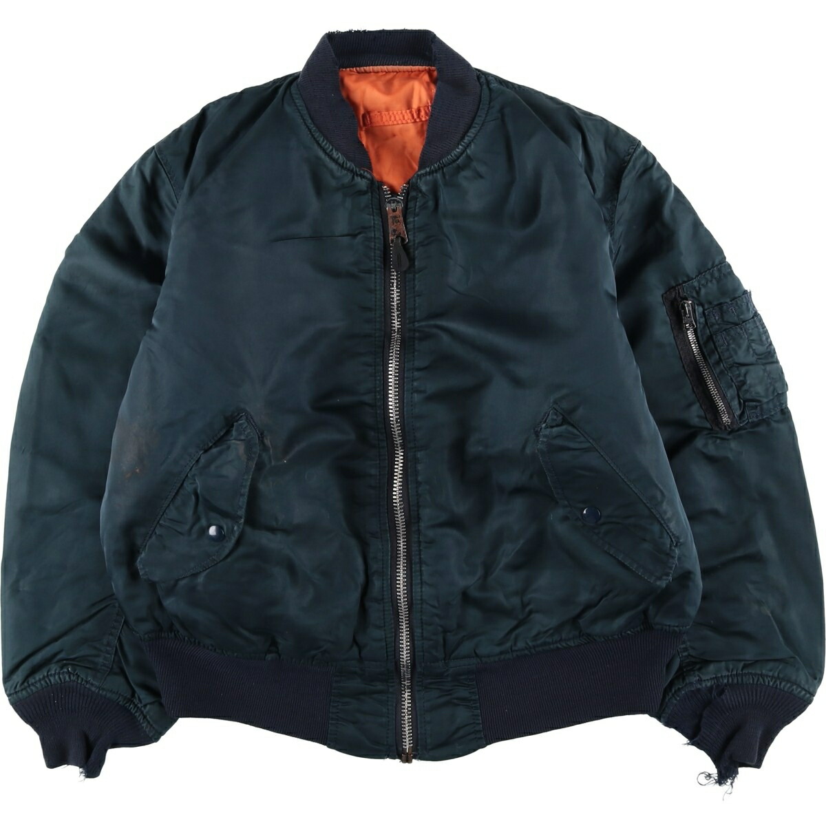 古着 90'S 民間品 アルファ ALPHA MA-1タイプ 中綿入り ミリタリー フライトジャケット USA製 メンズL相当 ヴィンテージ /eaa626270 【中古】 【260316】 ネイビー系 春秋冬
