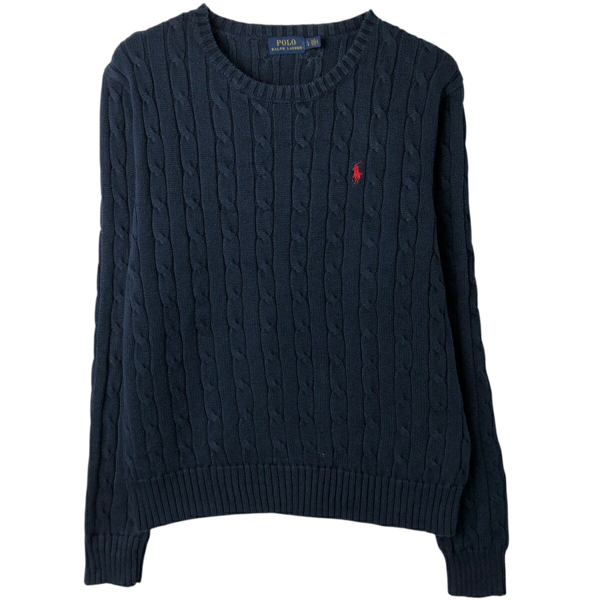 古着 ラルフローレン Ralph Lauren POLO RALPH LAUREN ケーブル編み コットンニットセーター レディースL相当 /eaa626293 【中古】 【260322】 【ADEL/アデル】 ネイビー系 秋冬