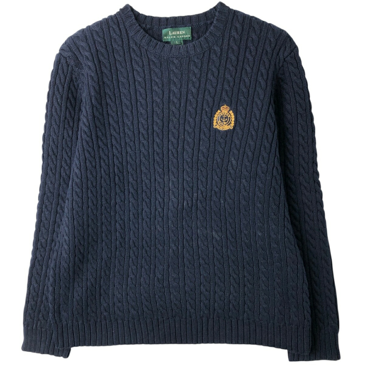 古着 ラルフローレン Ralph Lauren LAUREN ローレン ケーブル編み コットンニットセーター レディースL相当 /eaa626294 【中古】 【260322】 【ADEL/アデル】 ネイビー系 秋冬