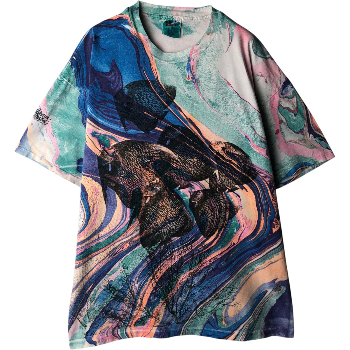 古着 90'S ヘインズ Hanes HEAVYWEIGHT 総柄 アートTシャツ メンズXL相当 ヴィンテージ /eaa626309 【中古】 【260318】 ホワイト系 春夏秋
