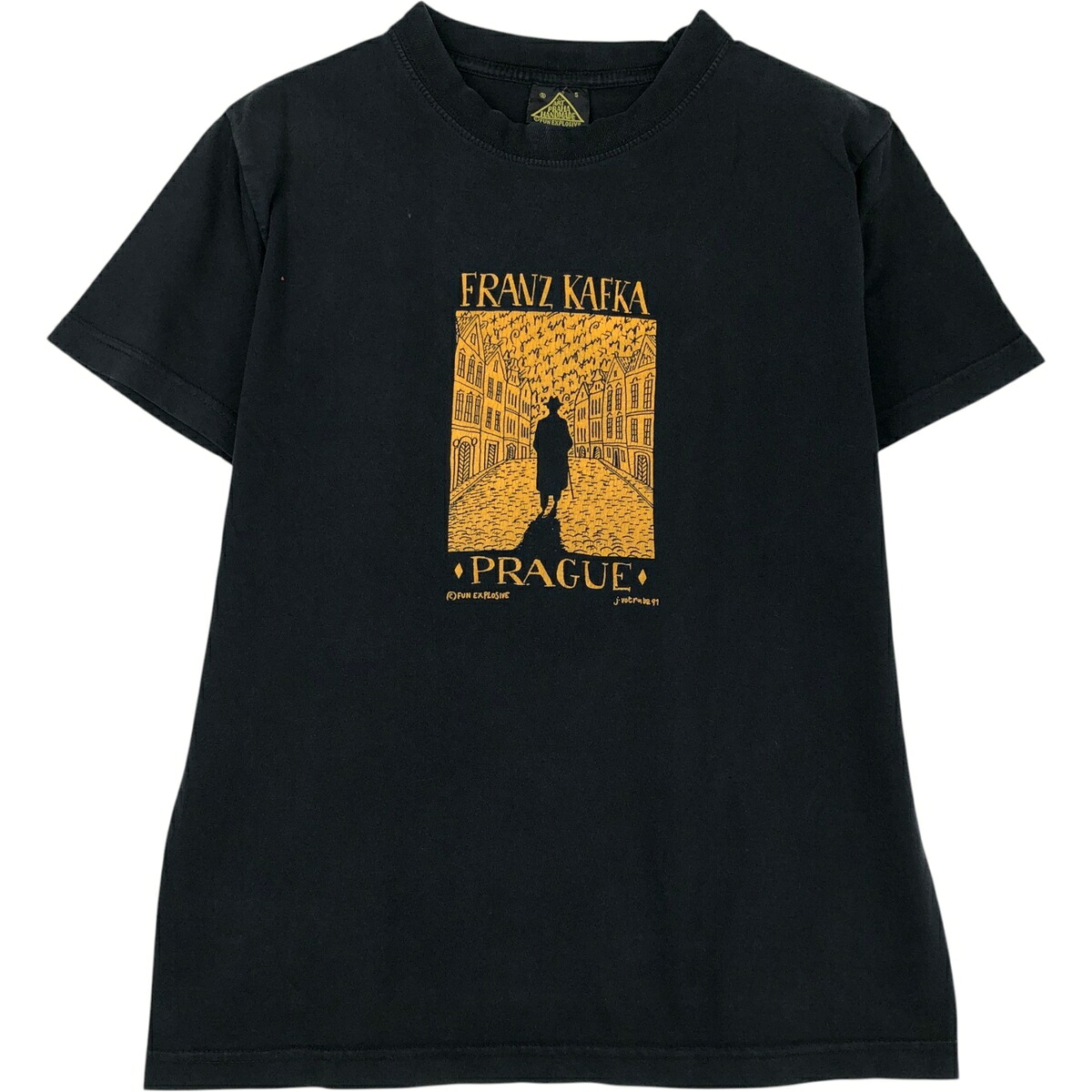 古着 ART PRAHA HANDMADE Franz Kafka フランツカフカ プリントTシャツ メンズS相当 /eaa626326 【中古】 【260411】