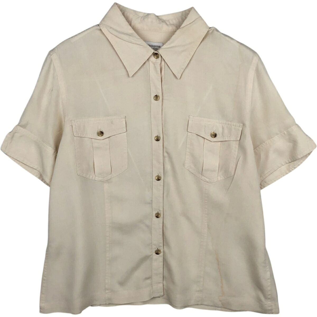 古着 リズクレイボーン Liz Claiborne LIZWEAR JEANS 半袖 ボックスシャツ レディースL相当 ボックスシャツ /eaa626419 【中古】 【260321】 【ADEL/アデル】 ホワイト系 春夏
