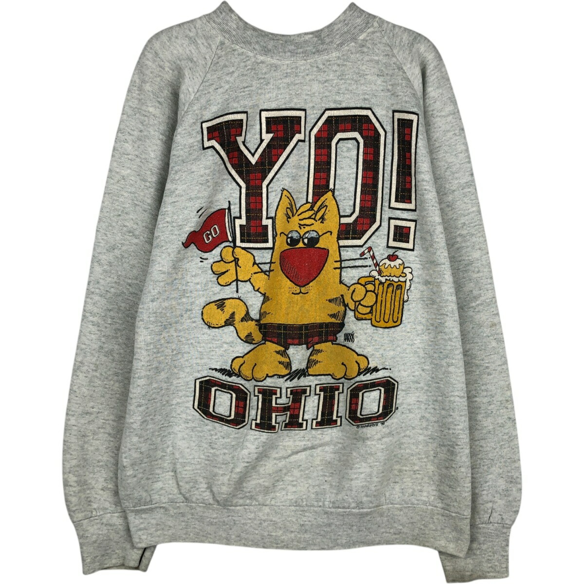 古着 90'S フルーツオブザルーム FRUIT OF THE LOOM OHIO STATE オハイオ州立大学 カレッジ キャラクタースウェットシャツ トレーナー メンズL相当 ヴィンテージ /eaa626487 【中古】 【260321】 グレー系 春夏秋冬