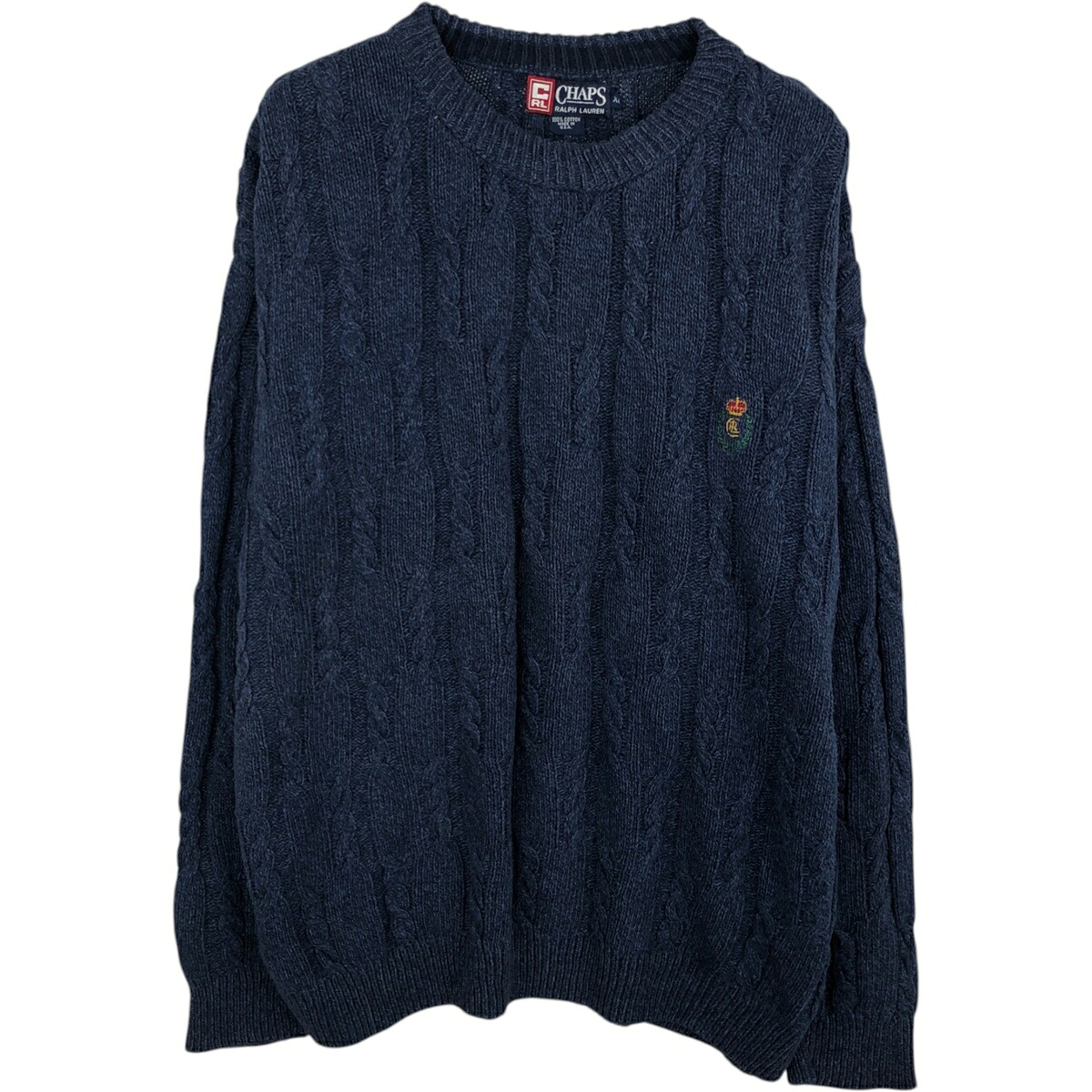 古着 90'S ラルフローレン Ralph Lauren CHAPS チャップス ケーブル編み コットンニットセーター USA製 メンズXL相当 ヴィンテージ /eaa627106 【中古】 【260329】|古着屋JAM