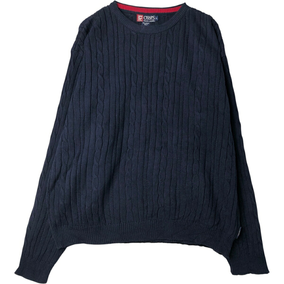 古着 90'S ラルフローレン Ralph Lauren CHAPS チャップス ケーブル編み コットンニットセーター USA製 メンズXL相当 ヴィンテージ /eaa627111 【中古】 【260330】