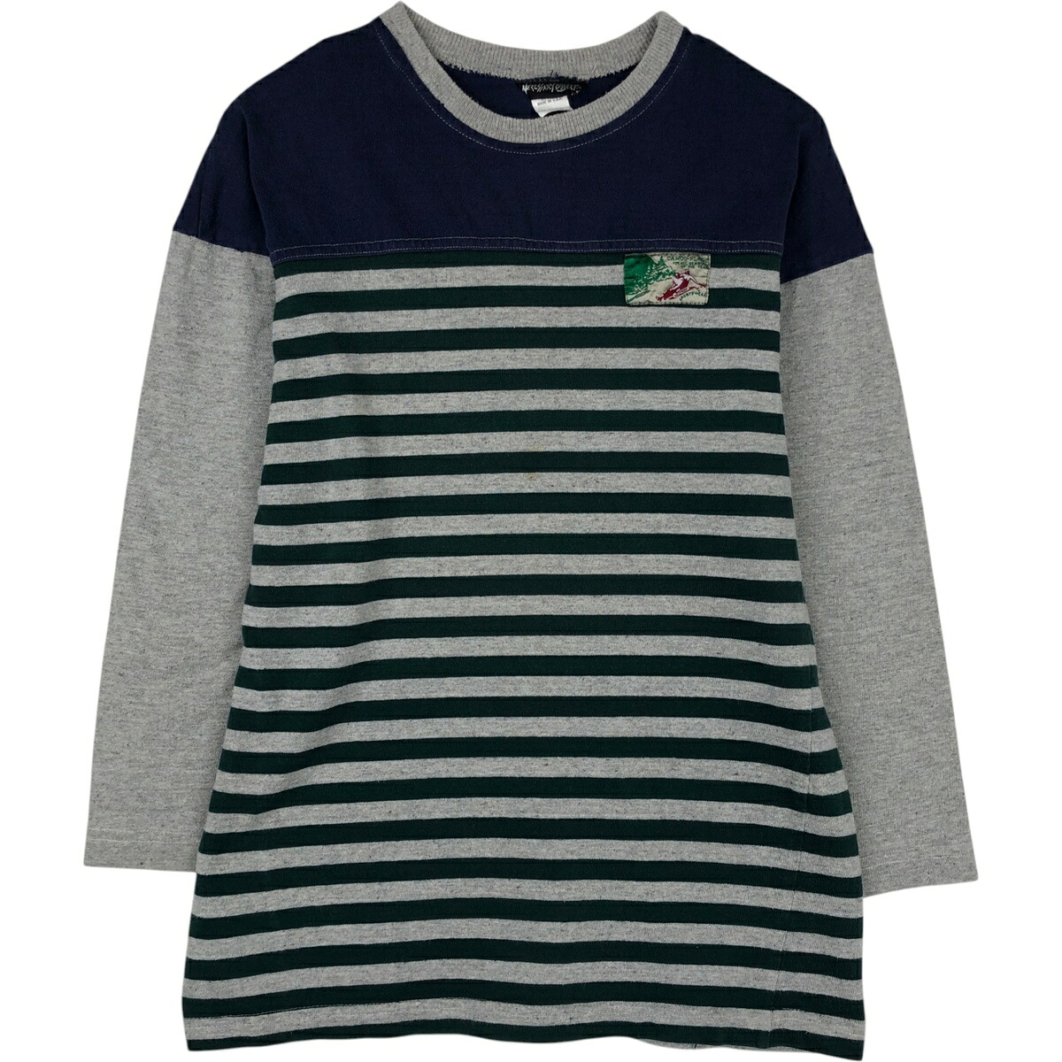 古着 Necessary Objects ボーダー柄 ロングTシャツ ロンT USA製 メンズM相当 ヴィンテージ /eaa627119 【中古】 【260327】 グレー系 春夏秋