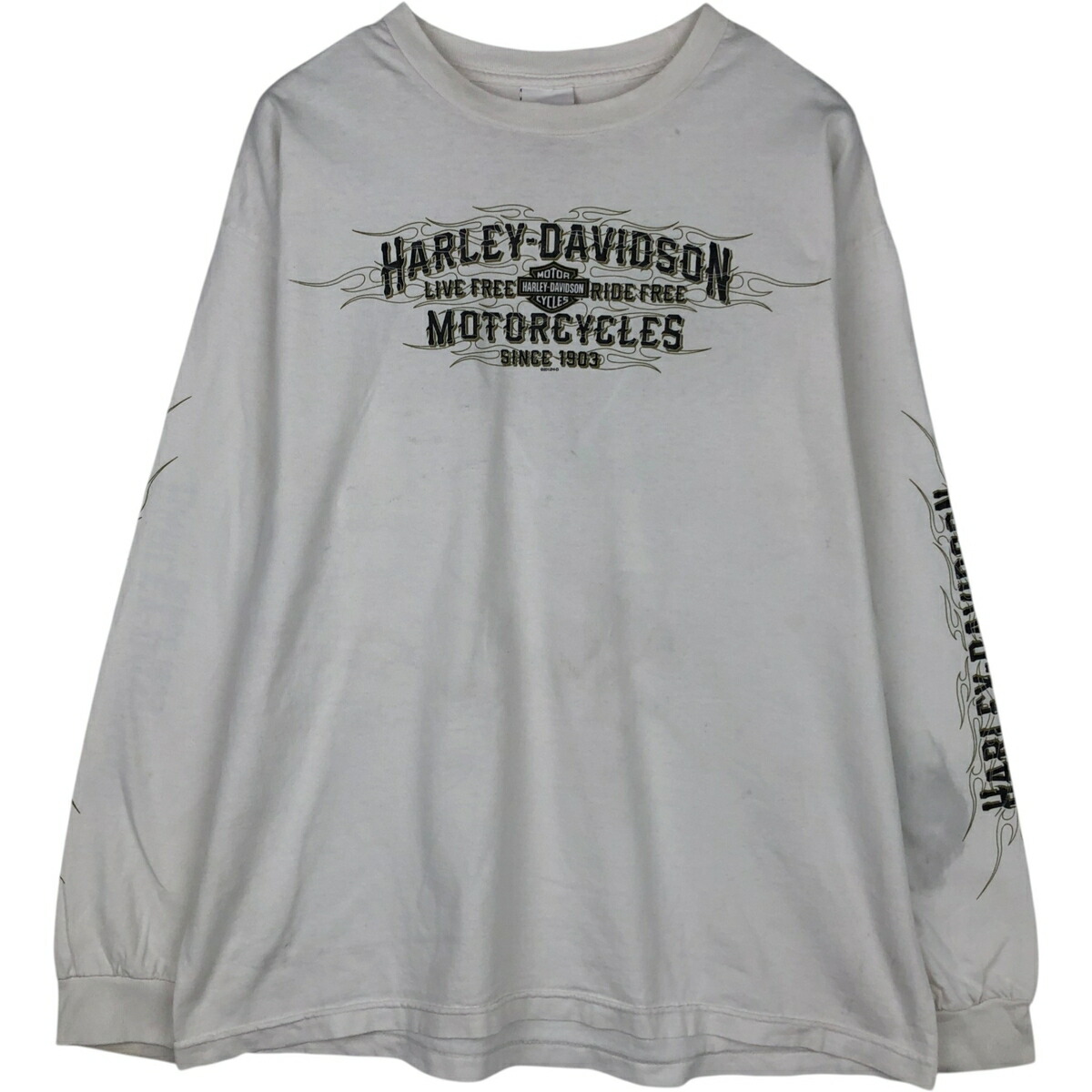 古着 ハーレーダビッドソン Harley-Davidson ファイヤーパターン ロングTシャツ ロンT メンズXL相当 /eaa627178 【中古】 【260329】 ホワイト系 春夏秋
