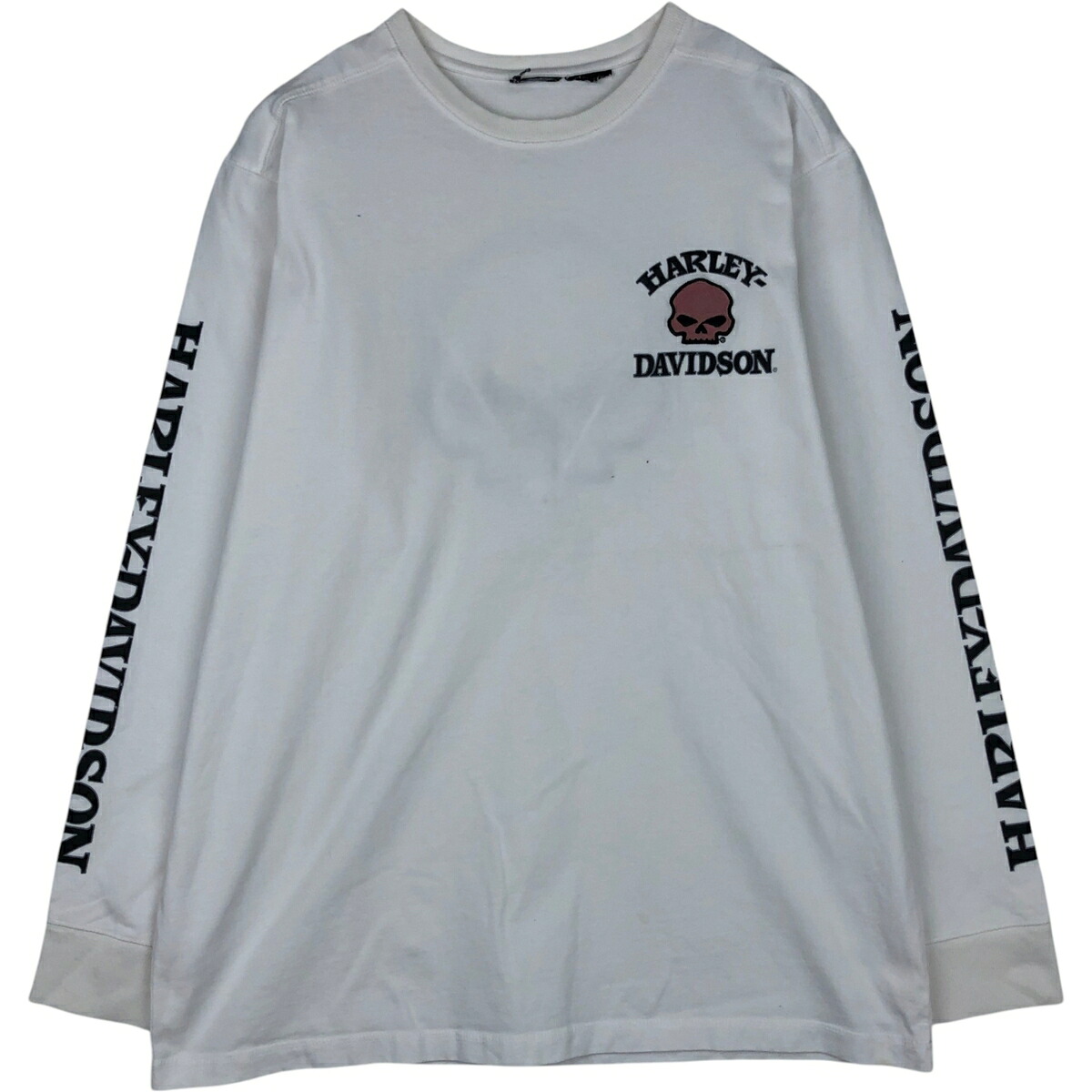 古着 Harley-Davidson ハーレーダビッドソン ドクロ柄 スカル柄 ロングTシャツ ロンT メンズXL相当 /eaa627193 【中古】 【260329】 ホワイト系 春夏秋｜古着屋JAM