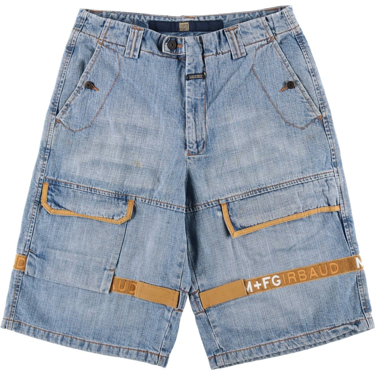 古着 マリテフランソワジルボー MARITHE FRANCOIS GIRBAUD シャトルパンツ テープ付き デニムショーツ ハーフパンツ ジョーツ メンズw34相当 /eaa627217 【中古】 【260406】